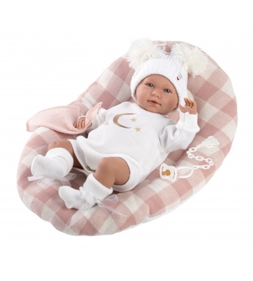 Изображение Lelle zīdainis Mimi 42 cm (spilvens, raud, runā, ar mānekli, mīkstais ķermenis) Spānija LL74034