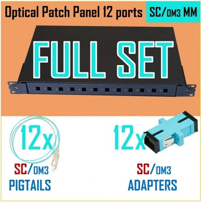 Picture of MM Optiskais komutācijas paneļa komplekts | 19" | 12 portiem | SC OM3 adapteri| SC OM3 pigtaili