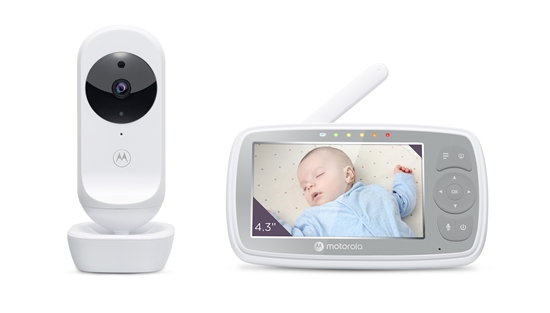 Изображение Motorola | Wi-Fi Video Baby Monitor | VM44 CONNECT 4.3" | L | 4.3" LCD colour display with 480 x 272px resolution; 2x digital zoom; Two-way talk; Room temperature monitoring; Infrared night vision; Visual sound level indicator; High sensitivity microphone