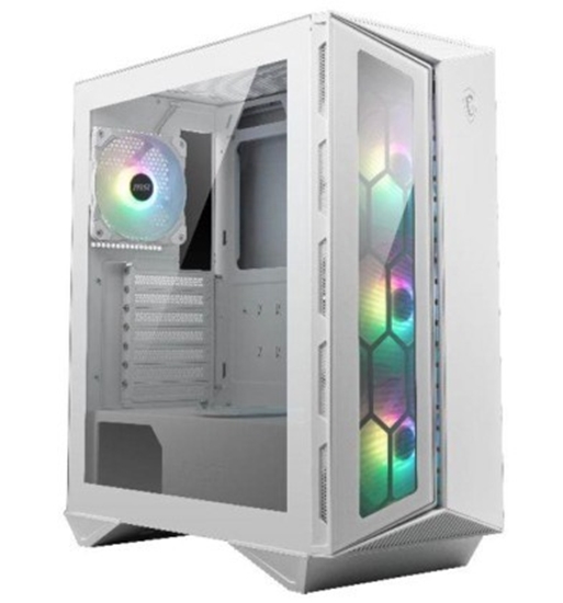 Picture of MSI MPG GUNGNIR 110R WHITE Mid Tower Gaming Computer Case 'White, 4x 120mm ARGB Fan, 1 to 6 ARGB Control board, USB Type-C, Tempered Glass, Center, ATX, mATX, mini-ITX'