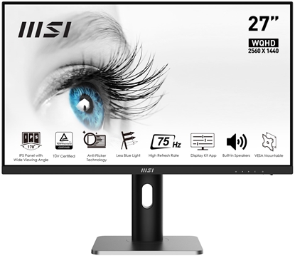 Attēls no MSI PRO MP273QP computer monitor 68.6 cm (27") 2560 x 1440 pixels Wide Quad HD LED Black, Silver