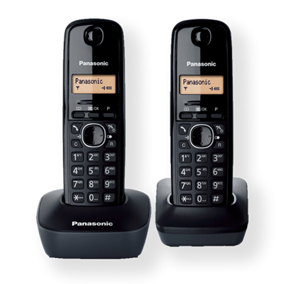 Attēls no Panasonic | Cordless | KX-TG1612FXH | Built-in display | Caller ID | Black | Conference call | Phonebook capacity 50 entries | Wireless connection