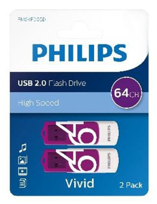 Изображение Philips USB 2.0 2-Pack      64GB Vivid Edition Magic Purple