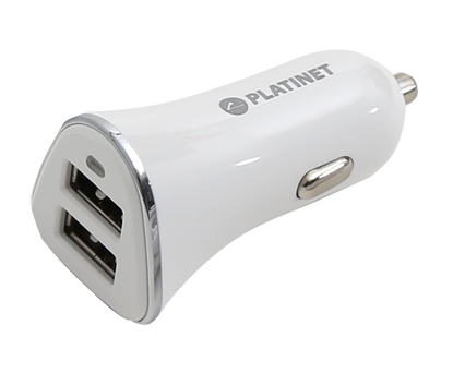 Picture of Platinet car charger + cable 2xUSB 3400mA, white (43720)
