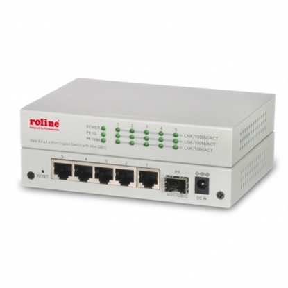 Attēls no ROLINE Gigabit Ethernet Switch, 6x (5xGbE + 1x Gbic(SFP)), managed