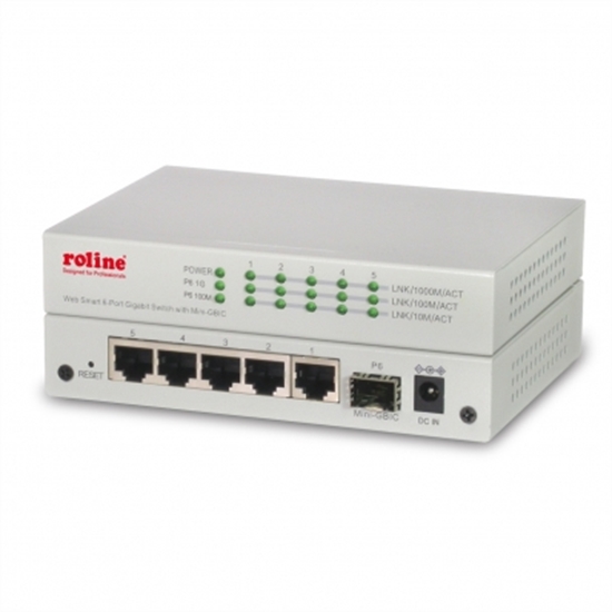 Picture of ROLINE Gigabit Ethernet Switch, 6x (5xGbE + 1x Gbic(SFP)), managed