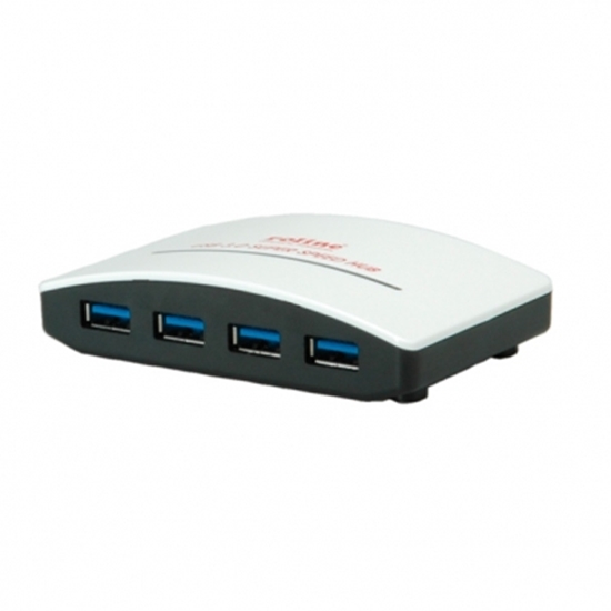 Изображение ROLINE USB 3.0 Hub "Black & White", 4 Ports, with Power Supply