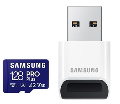 Attēls no Atmiņas karte Samsung microSDXC 128GB Pro Plus + USB Adapter