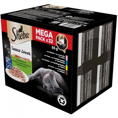 Picture of SHEBA duck/chicken/salmon/tuna sauce tray - wet cat food - 32x85 g