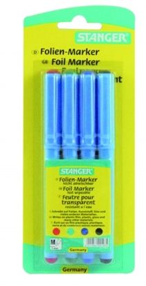 Изображение STANGER folien MARKER permanent 1-3 mm, Set 4 colours 710034