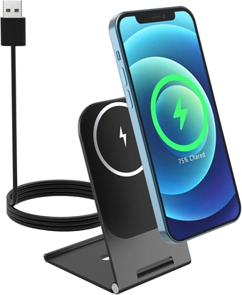 Attēls no Swissten Magnetic Wireless Charger Stand 15W (MagSafe compatible)
