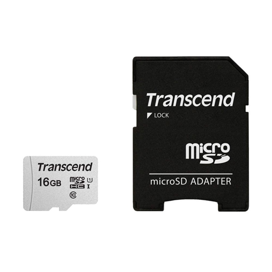 Picture of Transcend microSDHC 300S-A  16GB Class 10 UHS-I U1 with adapter