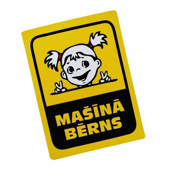 Picture of Uzlīme auto - mašīnā bērns, meitene