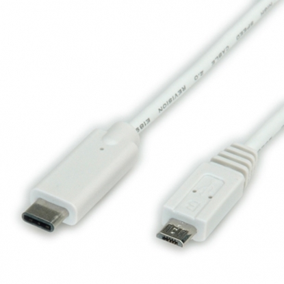 Attēls no VALUE USB 2.0 Cable, C - Micro B, M/M, white, 1.0 m