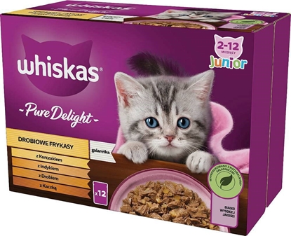 Picture of WHISKAS poultry fritters junior poultry, duck, turkey, chicken - wet cat food - 12x85 g