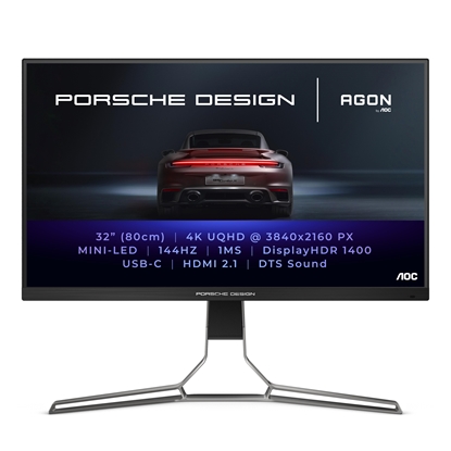 Attēls no AOC Porsche PD32M LED display 80 cm (31.5") 3840 x 2160 pixels 4K Ultra HD IPS Black, Grey
