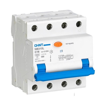Picture of Chint | Circuit breaker RCBO, NB310L/3N, 3P+N, C20, 30mA, A, 6kA | NB310L3PN30MAA20C | Output | A | m
