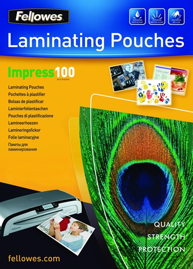 Изображение Fellowes A4 Glossy 100 Micron Laminating Pouch - 100 pack
