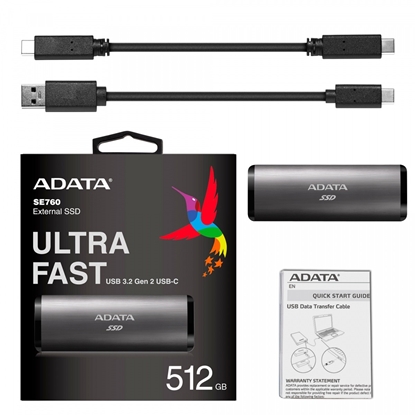 Attēls no ADATA external SSD SE760 512GB titanium