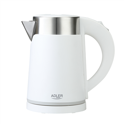 Изображение Adler | Kettle | AD 1372 | Electric | 800 W | 0.6 L | Plastic/Stainless steel | 360° rotational base | White