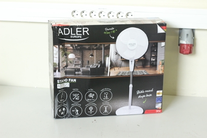 Picture of Adler SALE OUT. AD 7323w Fan 40 cm - stand, White Fan AD 7323w Stand Fan, DAMAGED PACKAGING, Diameter 40 cm, White, Number of speeds 3, 90 W, Oscillation