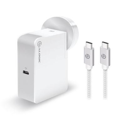 Attēls no ALOGIC USB-C Wall Charger 60W‚ Travel Edition‚ Includes plugs for AU US EU and UK - WHITE