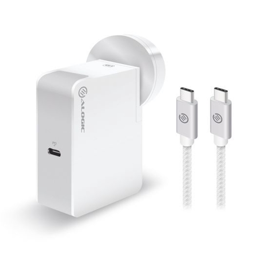 Изображение ALOGIC USB-C Wall Charger 60W‚ Travel Edition‚ Includes plugs for AU US EU and UK - WHITE