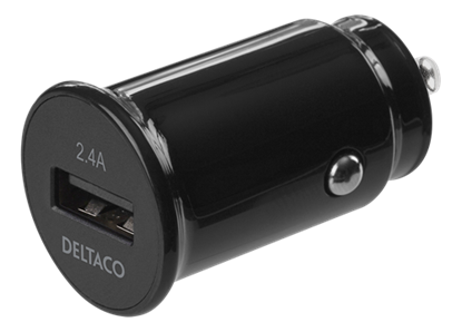 Изображение Auto įkroviklis DELTACO 1x USB-A 18 W, 1x USB-C PD 45 W, bendras 63 W, juodas / USBC-CAR123