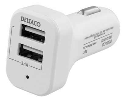 Изображение Auto įkroviklis DELTACO 1x USB-C, PD 20 W, 1x USB-A, 12 W, 32W, juodas / USBC-CAR121