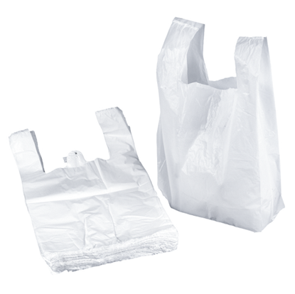 Изображение Bags with handle 30 x 18 x 55 cm, 25 mic, white, 100 pcs/pack