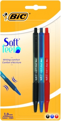Attēls no BIC Ballpoint pens SOFT FEEL CLIC GRIP 1.0 mm, Set Assorted 3 psc. 133990