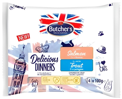 Изображение BUTCHER'S Delicious Dinners Salmon, Trout - wet cat food - 4 x 100g
