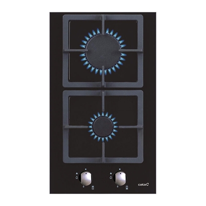 Attēls no CATA | SCI 3002 BK | Hob | Gas on glass | Number of burners/cooking zones 2 | Rotary knobs | Black