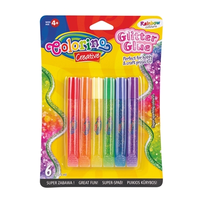 Picture of COLORINO Dekoratīva līme   Rainbox Glitter Glue, 6 krāsas