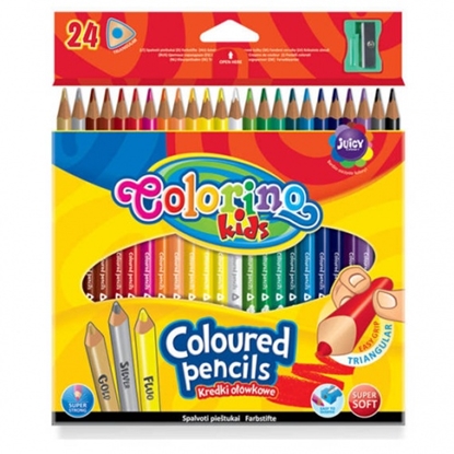 Attēls no Colorino Kids Triangular coloured pencils 24 colours (with sharpener)