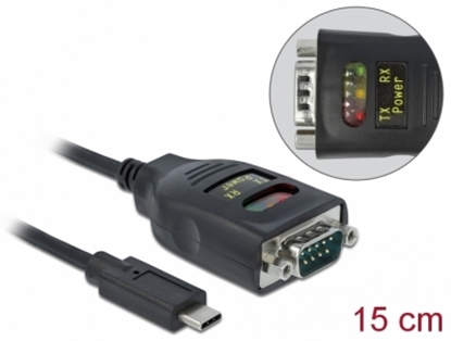 Attēls no Delock Adapter USB Type-C™ to 1 x Serial RS-232 DB9 with 15 kV ESD protection