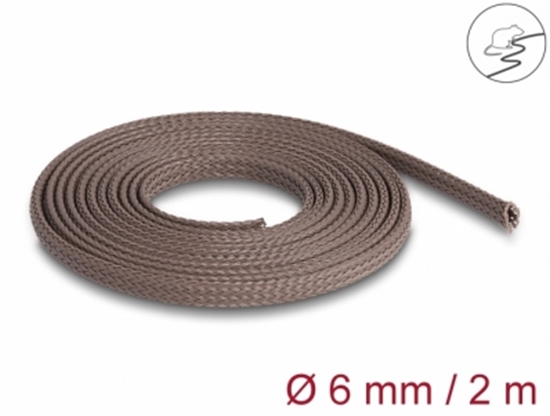 Picture of Delock Braided Sleeve rodent resistant stretchable 2 m x 6 mm brown