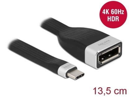 Attēls no Delock FPC Flat Ribbon Cable USB Type-C™ to DisplayPort (DP Alt Mode) 4K 60 Hz 13.5 cm