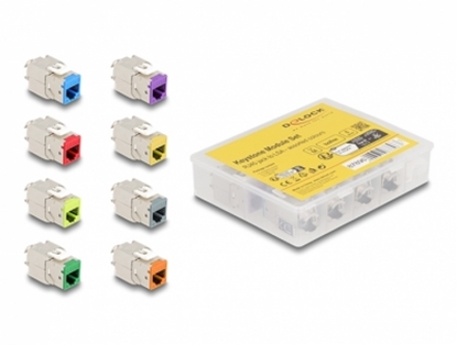 Picture of Delock Keystone Modul RJ45 jack to LSA Cat.6A toolfree assorted colours set 8 pieces