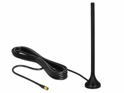 Attēls no Delock LTE Antenna SMA plug 3 - 5 dBi 12.5 cm fixed omnidirectional with magnetic base and connection cable RG-174 A/U 3 m outdo