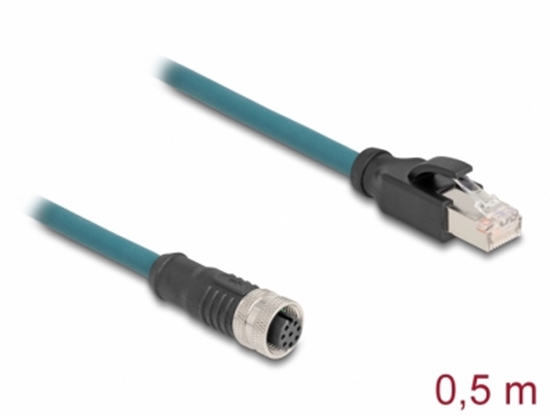 Изображение Delock M12 Adapter Cable A-coded 8 pin female to RJ45 male 50 cm