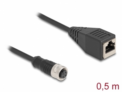 Attēls no Delock M12 Adapter Cable D-coded 4 pin female to RJ45 female 50 cm
