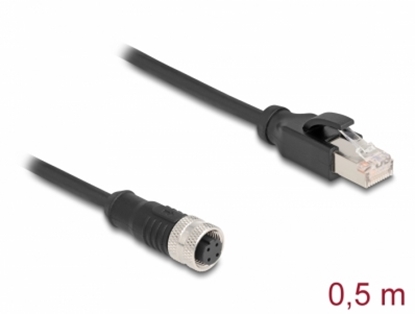 Изображение Delock M12 Adapter Cable D-coded 4 pin female to RJ45 male 50 cm