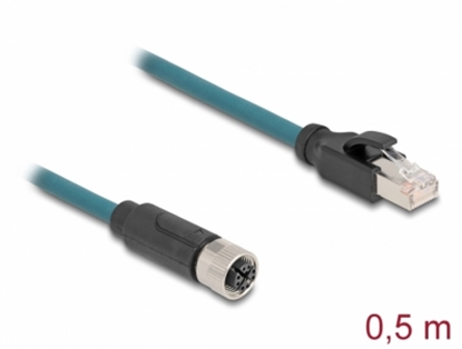 Attēls no Delock M12 Adapter Cable X-coded 8 pin female to RJ45 male 50 cm