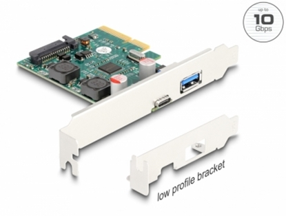 Изображение Delock PCI Express x4 Card to 1 x external USB 10 Gbps Type-C™ female + 1 x external USB 10 Gbps Type-A female - Low Profile For