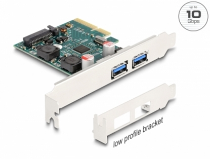 Attēls no Delock PCI Express x4 Card to 2 x external USB 10 Gbps Type-A female - Low Profile Form Factor