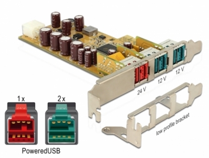 Attēls no Delock PoweredUSB PCI Express Card > 1 x 24 V + 2 x 12 V