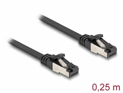Picture of Delock RJ45 Flat Patch Cable plug to plug Cat.8.1 flexible 0.25 m black