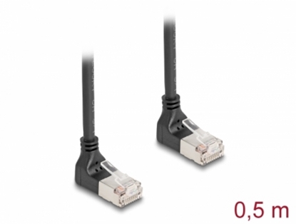 Attēls no Delock RJ45 Network Cable Cat.6A S/FTP Slim 90° downwards / downwards angled 0.5 m black