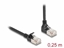 Picture of Delock RJ45 Network Cable Cat.6A S/FTP Slim 90° downwards angled / straight 0.25 m black